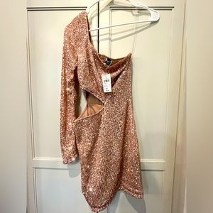 Rose Gold sequined dress with cut out
